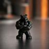 3D Printed Muscle Bear Statue Matte Black Fitness Ornament for Office Bookshelf Gym