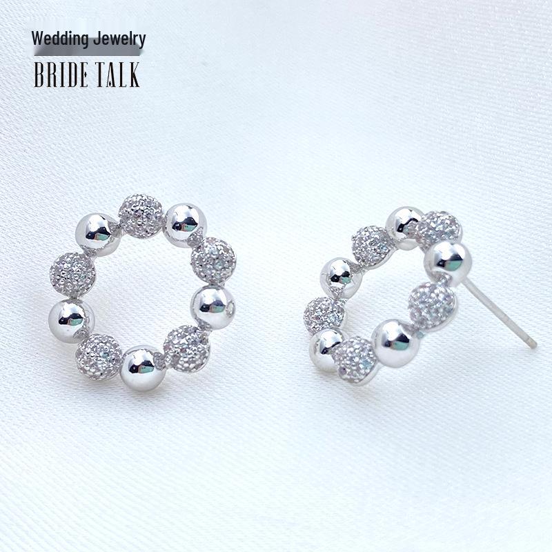 

Original Sparkly Pave Diamond Round Stud Earrings - Chic, Simple, Cold-Style for Women