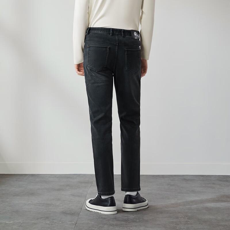 Qipai Men's Washed Straight-Leg Jeans with Island Velvet