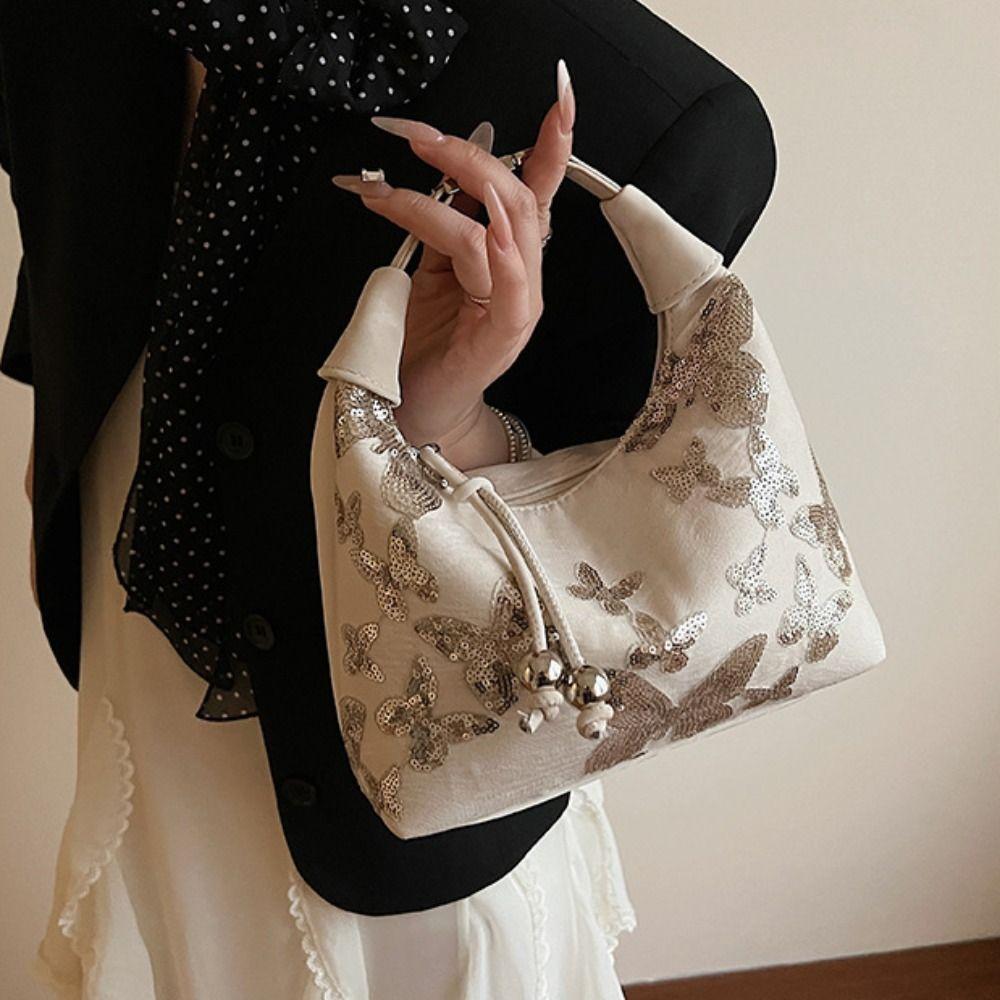 Butterfly Hanfu Embroidery Handbag Sequin Shoulder Bag Portable Cheongsam Bag Women