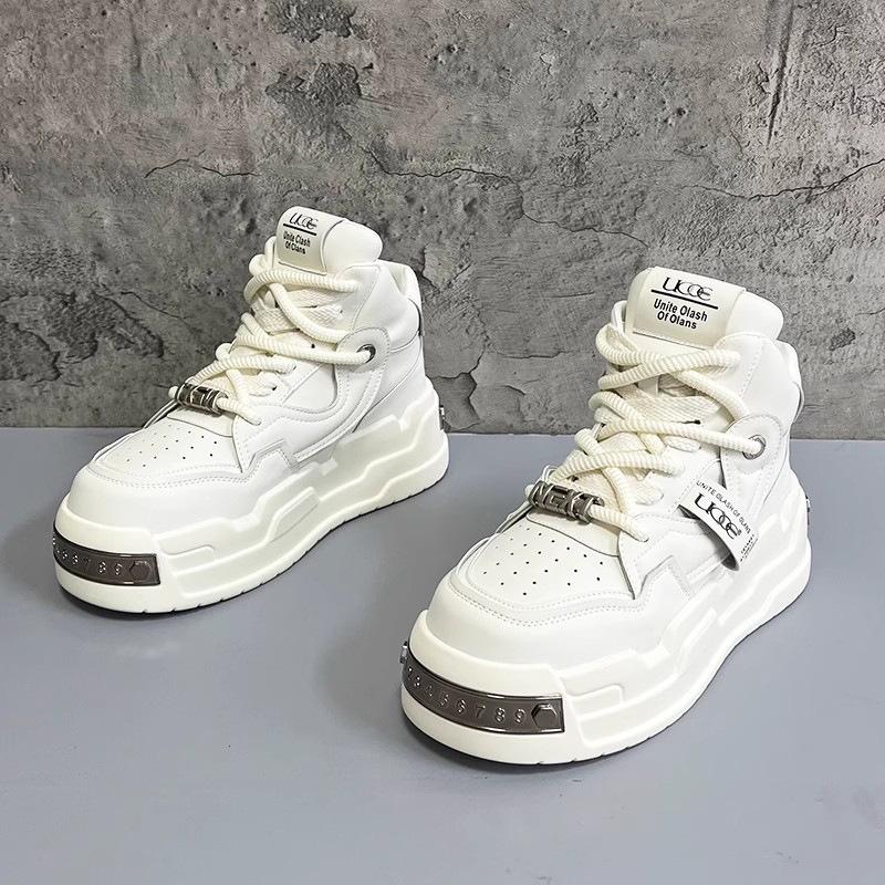 Fashion Men's Platform High Top Casual Shoes Korean Student Comfortable Soft Bottom Sneakers Versatile Trend Board Shoes Tenis Masculino