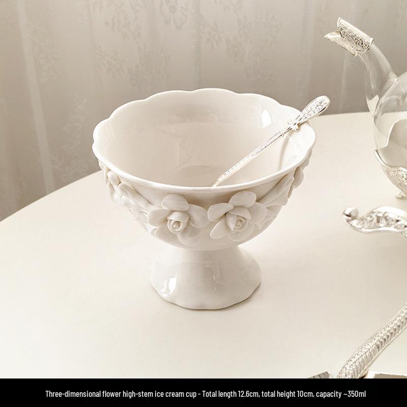 3D Florale Keramik Kaffeetasse & Untertasse Premium Handgefertigt Dessertschale Set