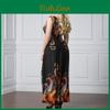 Elegant Women Dress Sleeveless V Neck Evening Party Gown Maxi Long Dress