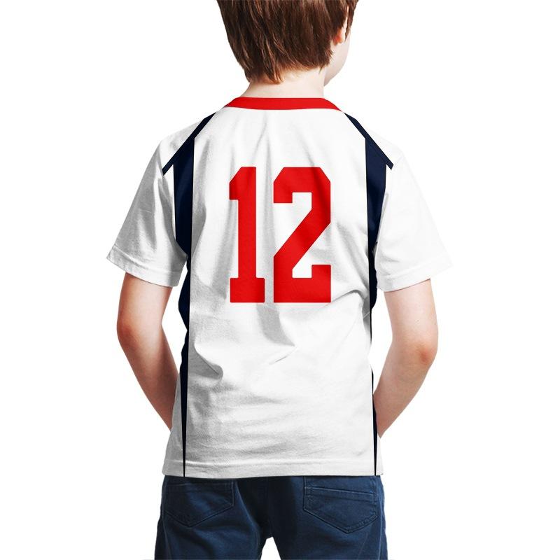 Summer Round Neck 3D Printed Volleyball Team Uniform Training Suit Anime Costume Cospaly Fashionable Casual Short Sleeved Children's Boy T-shirts