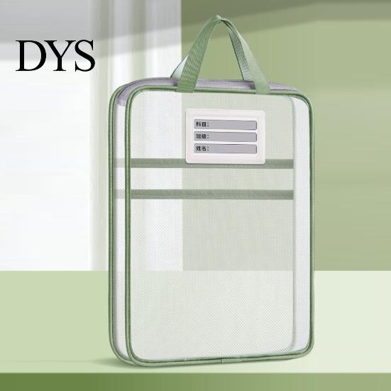 Durable Nylon Mesh Pockets Transparent Document Bag, Portable Lightweight File Organizer with Zipper School Stationery Organizers And Strap,