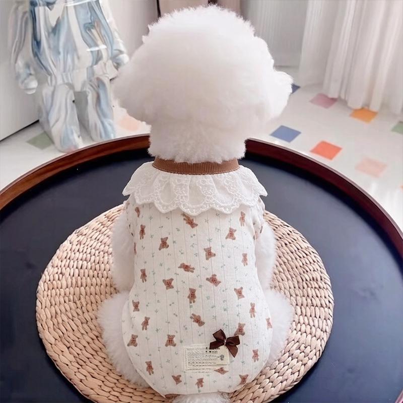 Dog clothes Small dog Spring summer Thin puppy Summer cute floral vest Pet Bigbear bipeg Walking dog