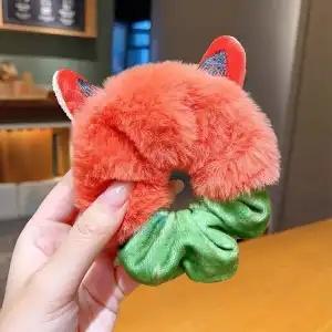 

Cartoon Rabbit Fox Ears Plush Scrunchie Hair Band Woman Cute Animal Police Headdress Hair Rope for Girls Hair Accessoriess