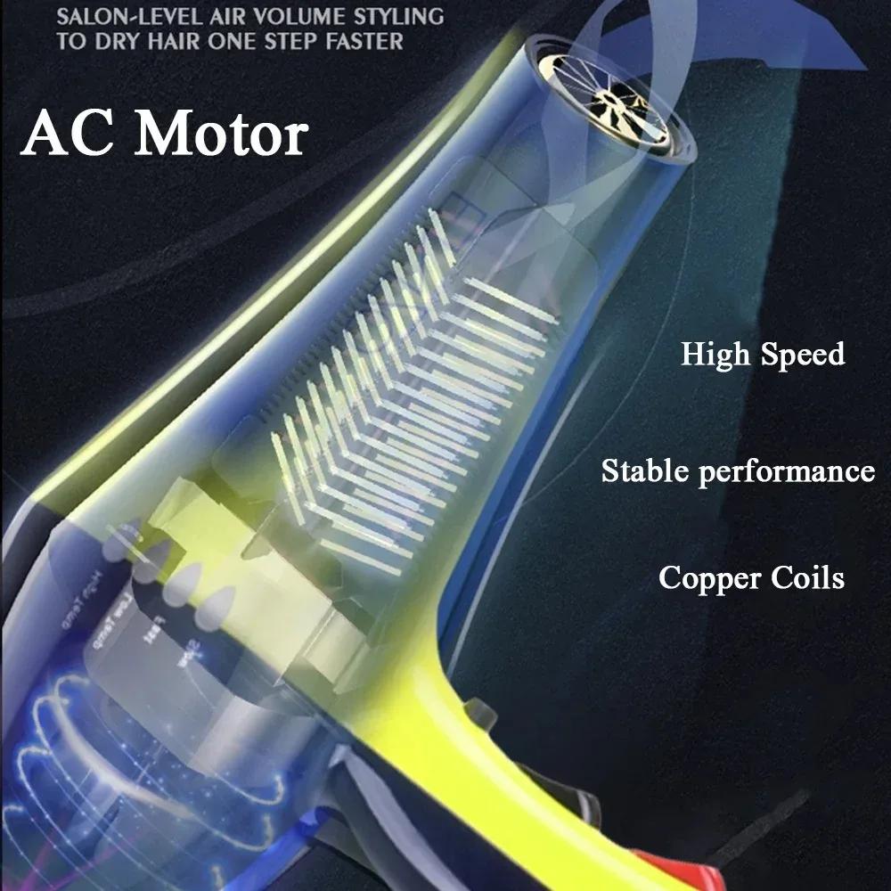 17000RPM High Speed Blow Dryer Super Hair Dryer Negative Ions Strong Wind 6 Gears Low Noise Lightweight Blower 2 Nozzles