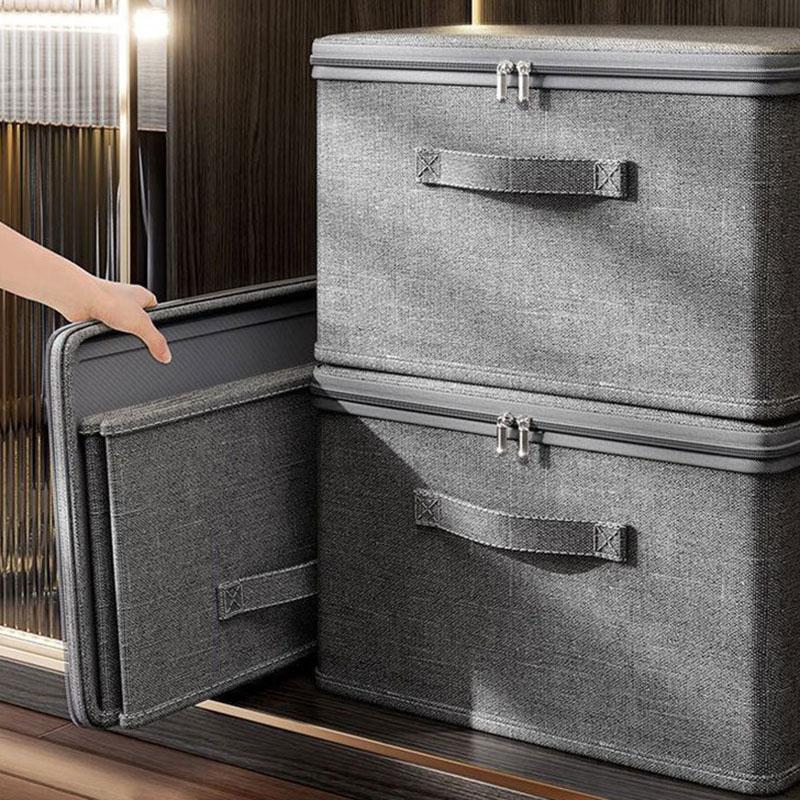 Foldable Cationic Fabric Storage Box with Soft Lid for Clothes Toys Organizing Home Wardrobe Closet Multi-Purpose Storage Bin