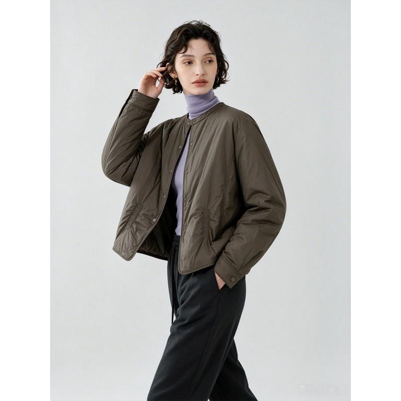 2026 Winter Short Stand Collar Lightweight 90% White Goose Down Jacket Women Simple Versatile Warm Coat