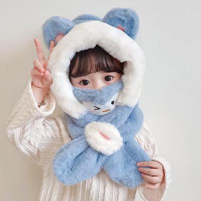 Kinder Winter Winddichtes Mützen- & Schal-Set mit Maske – Jungen & Mädchen Plüsch-Pullover