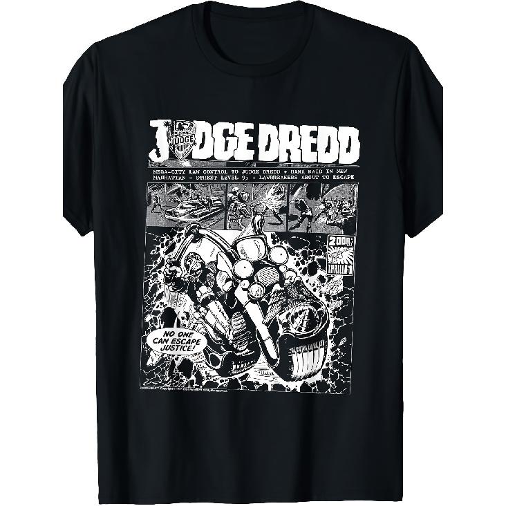 Men s Judge Dredd T-Shirt 100% Cotton Retro 2000 AD Comic Graphic Tee with Iconic Judge Dredd Print, Short Sleeve Crew Neck Casual Shirt Suitable for S