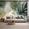 Abstract Simple 3d Mural Hand-Painted Green Leaves Wallpaper Restaurant Cafe Background Wall Paper Home Decor