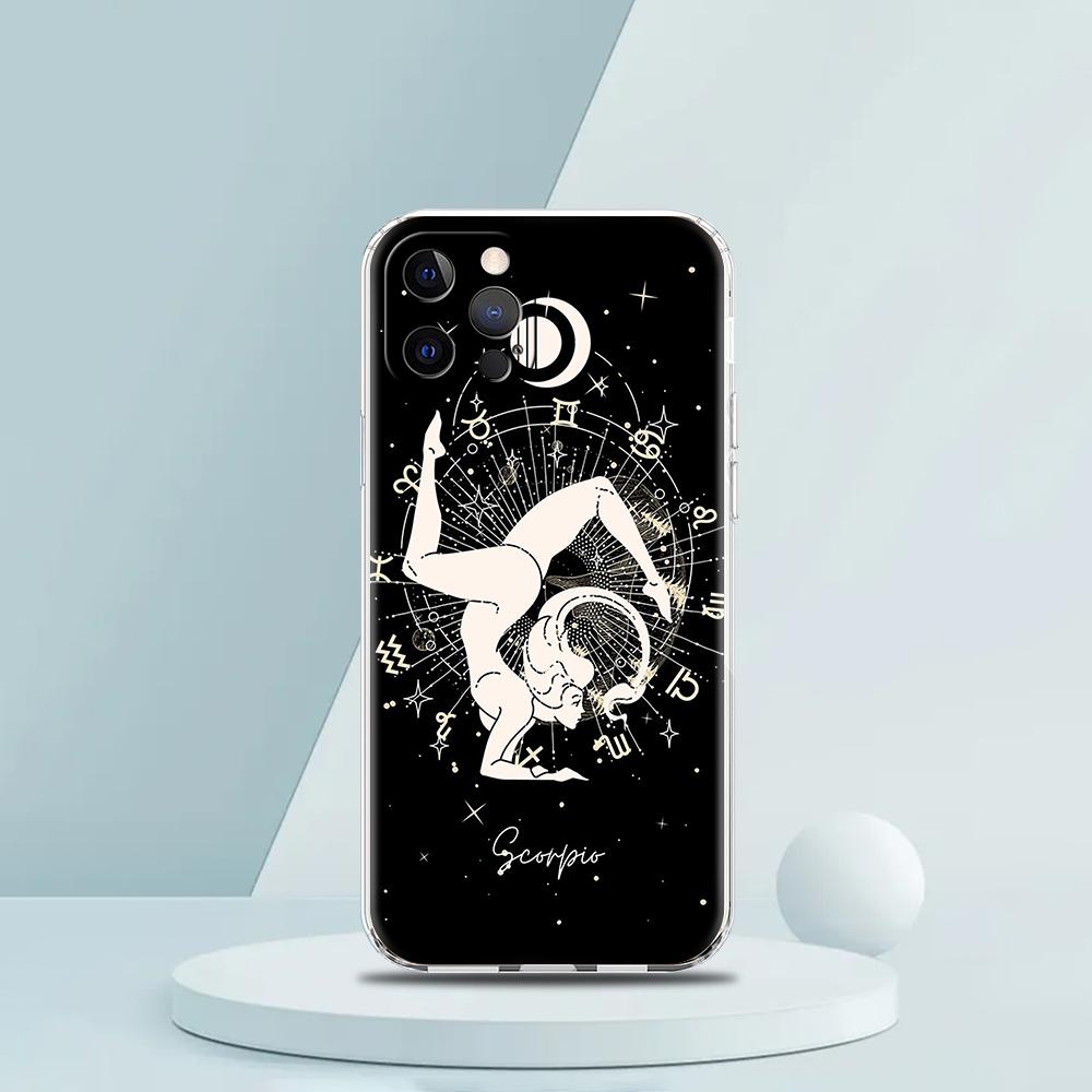 Zodiac Case for iPhone 16 15 14 13 12 Pro Max Cover Transparent Soft for iPhone 11 Pro Max 7 8 Plus XS XR Shell Coque Capas Bags