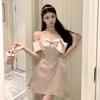 French Suspender Dress Female Summer High Sense Socialite One-word Shoulder Bow Birthday Dress Princess Tutu Dress