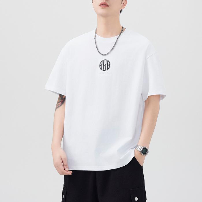 New Summer Concave and Concave Print Short-sleeved T-shirt for Men's Loose Japanese Casual