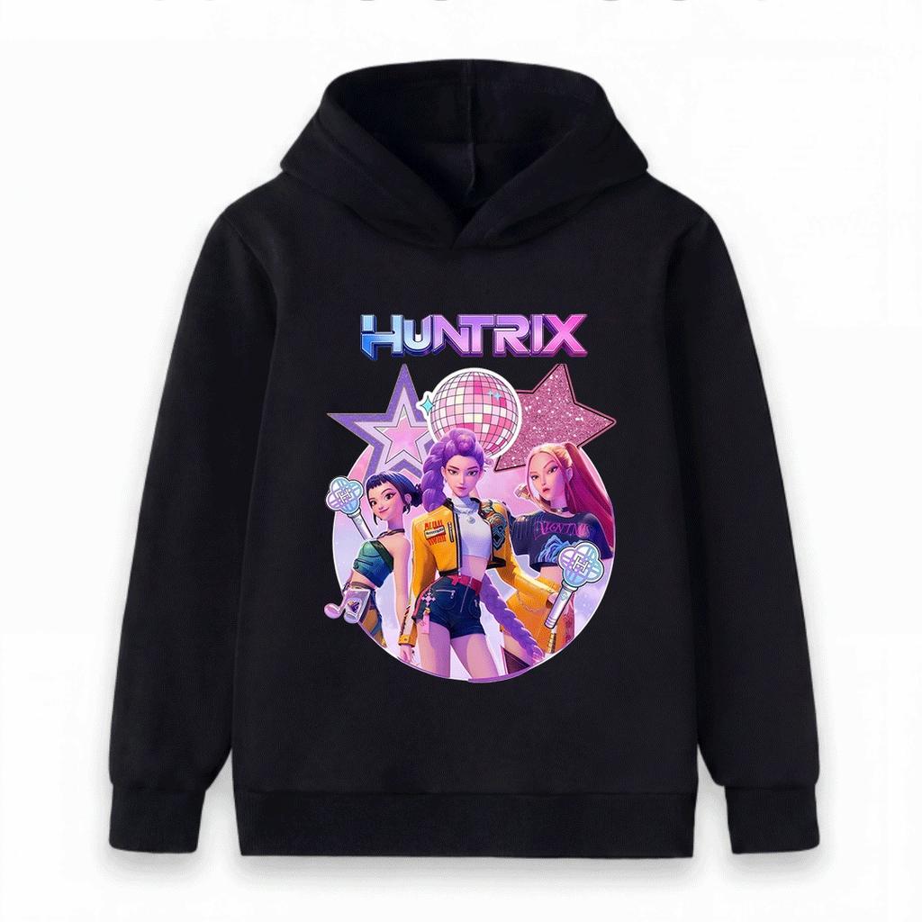 Kids Boys Girls Hoodie, Colorful Music Girl Group Disco Star Print Casual Long Sleeve Pullover Sweatshirt for Daily Wear