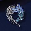 Retro Phoenix Tail Brooch, High-end Women's Light Luxury Design Sense, Flower Brooch, Elegant and Fashionable Crystal Brooch