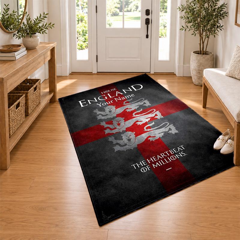 England national football team Custom Name Personalized Rug Non‑Slip Doormat Floor Carpet Housewarming Birthday Gift for Family Friends
