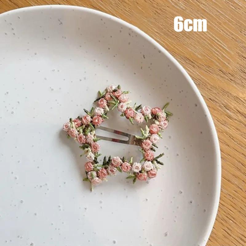 Rosa Bestickte Blume Haarnadel Für Mädchen Haarspangen Liebe Haarnadel Süße Haarnadel Kinder Gebrochenes Haar Pony Seite Haaraccessoire