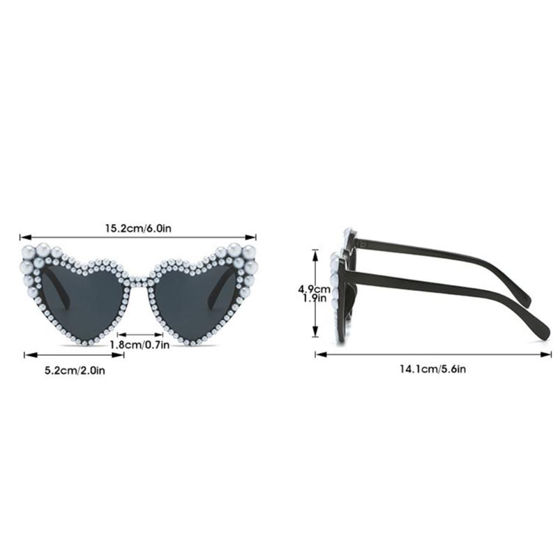 Fake Pearl Sun Glasses Women Heart Sunglasses UV400 Glasses Eye Sunglasses Unique Eyewears for Valentines Day Party