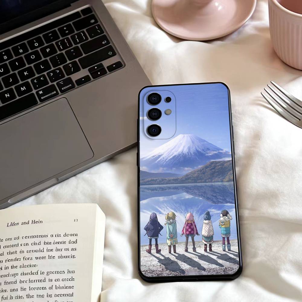 Anime Y-Yuru C-Camp  Phone Case For Samsung S25,24,23,22,30,21,10,9,Ultra,Plus,Lite,FE,4,5 G Soft Black Case