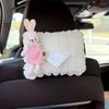 Cute Car Tissue Box Holder Soft Plush Rabbit Hanging Paper Dispenser Universal Auto Seat Back Organizer for Home Car Office