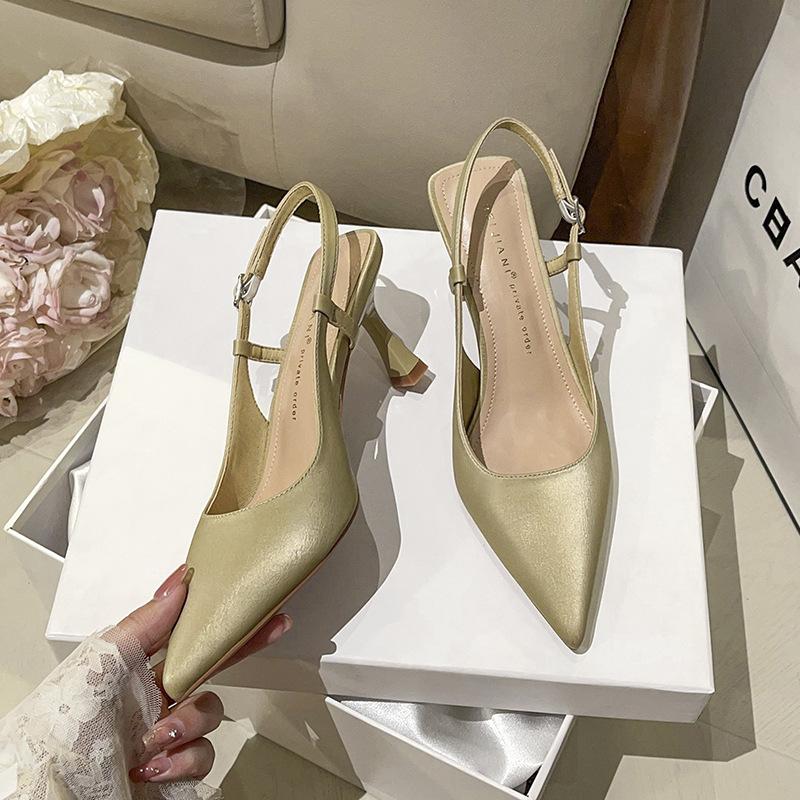 Simple and Fashionable Pointed-toed Stiletto High-heeled Single Shoes for Women with Temperament Baotou Sandals for Summer Wear