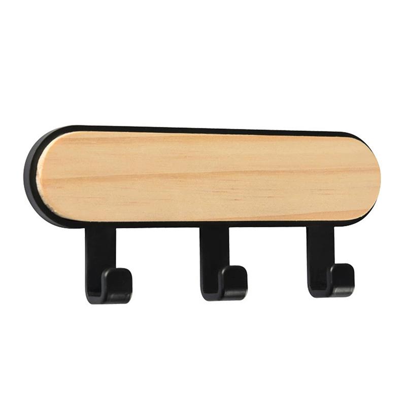 1Pc Self Adhesive Door Wall Hangers Hooks Abs Wood Hat Racks Key Hanger Kitchen Bathroom Home Wall Organizer Ornaments