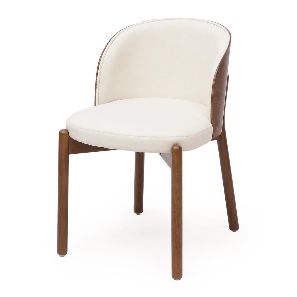 2 Chaises de Salle à Manger en Bois Massif, Confortables et Respirantes, Style Moderne, Tissu Lin, Placage Bois Frêne Massif, Couleur Bois Noyer