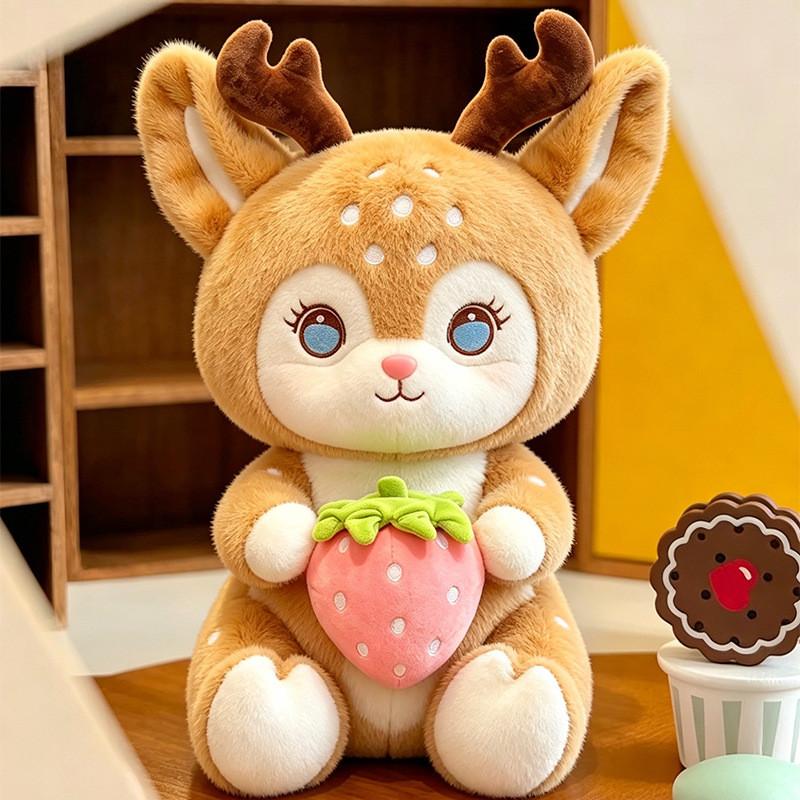 Plush Deer Stuffed Animal With Polyester Fiber Fill For Kids And Adults