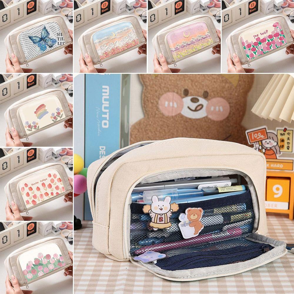 

Пенал с большим отверстием, большая вместительная коробка для ручек, сумка для хранения мультяшных ручек, школьный офис