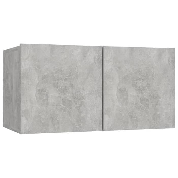 TV Stand - 8-piece Set - Concrete Gray - Engineered Wood - Large Storage Space