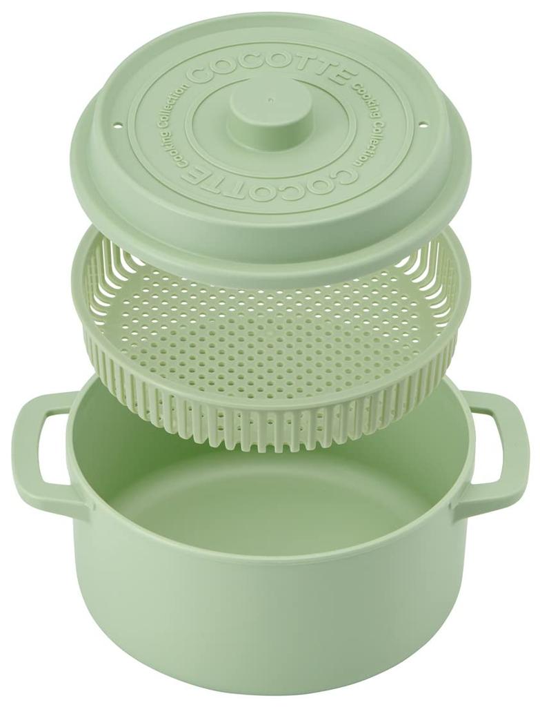 Skater Microwave Pot with Dishwasher Dull Made in Cocotte-Style Colander, Safe, 1600ml, 18cm, Green, Japan, MWCP2-A