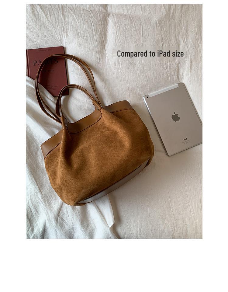 Korean Retro Canvas Patchwork Tote - Large Capacity, Autumn 2025 Style