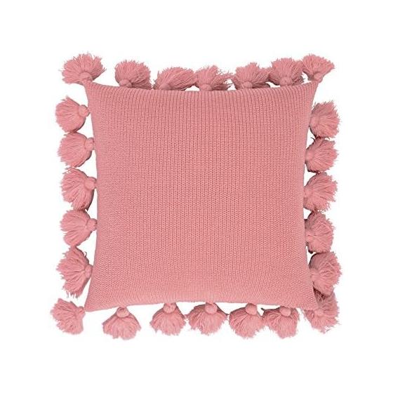 OiseauVoler Knit Cushion Cover Throw Pillow Cover Tassel Body Pillow Cover Interior Office Sofa Room Decoration 45 x 45cm Pink