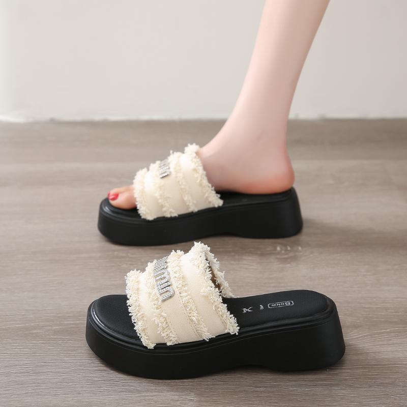 

CRLAYDK Шлепанцы для женщин Холщовые Женские Модные Платформенные Летние Нарядные С Открытым Носком Повседневные Уличные Пляжные Тапочки для Ходьбы 40