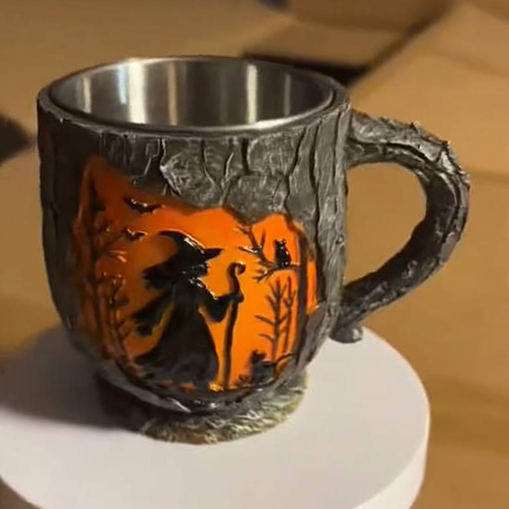 Forest Fire Mug, 3D Vintage Outdoor Coffee Gifts Cup Mug For Camping Kitchen,Nature Lovers Mountain Hiking Cryptid Believers Nature