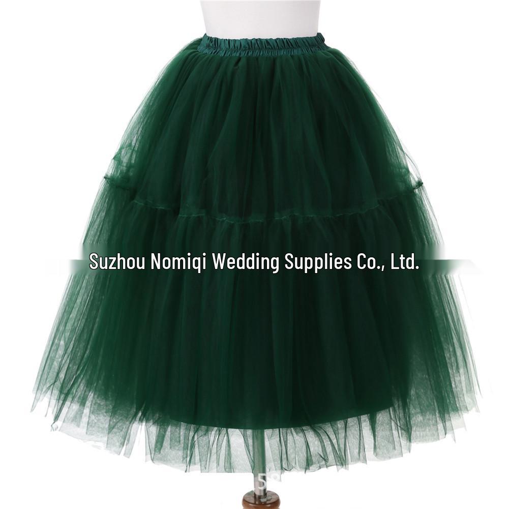 

European and American Spring/Summer Mesh Pleated Puffy Tulle Patchwork Half-length Skirt Underskirt Custom Size