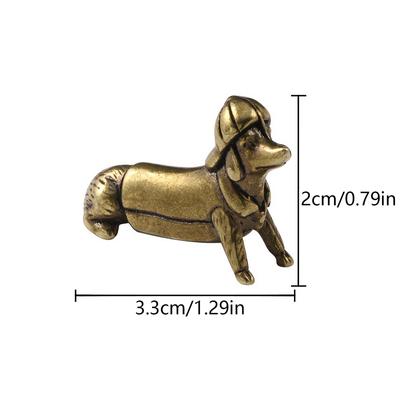 Retro Pure Copper Dachshund Miniature Figurines Solid Animal Dog Desktop Ornament Decoration Crafts Tea Pet