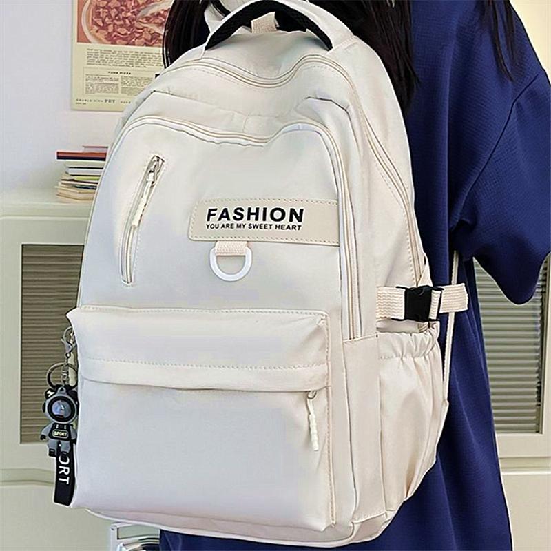 Solid Color Trendy Simple and Versatile College Students Backpack Large Capacity Travel Leisure Backpack
