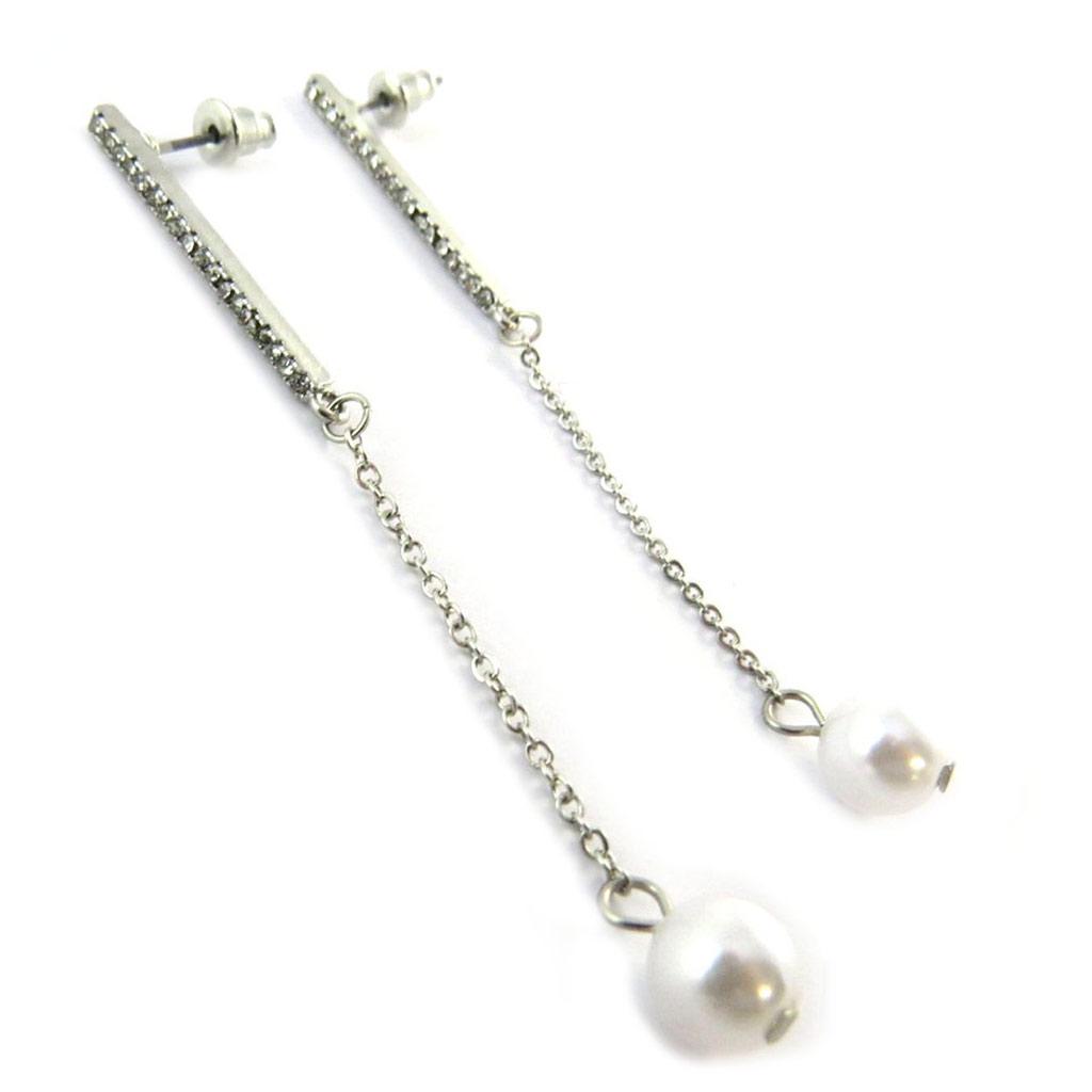 Les Trésors De Lily [N8331] - Silver Ivory 'Sissi' Designer Earrings