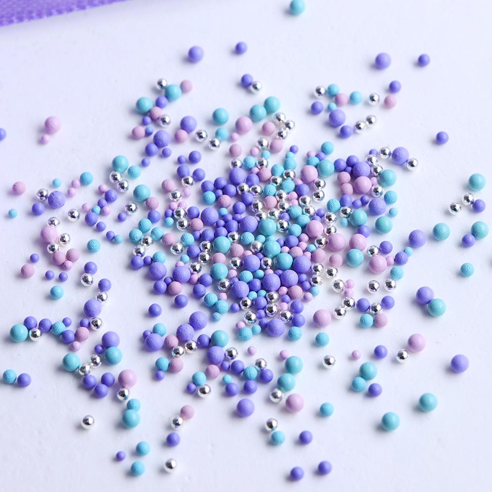 1 Bottle Charming Acrylic 3D Nail Art Charms, Macaron Colour Caviar Beads Rhinestone Nails Decorations, Summer DIY Nail Supplies Accessories