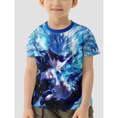 Roupa de Bebê Jujutsu Kaisen Satoru Gojo Estampa 5 a 14 Anos Masculino Roupa de Exterior para Crianças Menino Menina Criança Camiseta Blusa