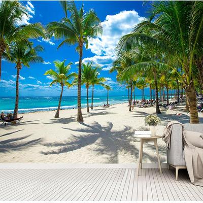 Custom 3D Photo Wallpaper Seaside Coconut Tree Beach Scenery Wall Mural Wall Paper For Living Room Bedroom  Papel De Parede 3D Paisagem