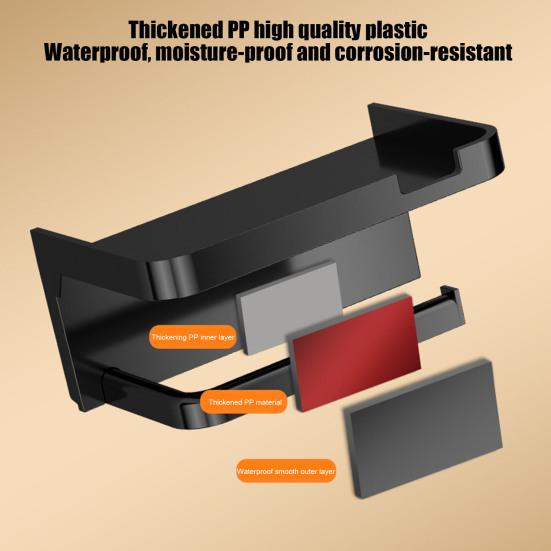 Toilet Paper Holder with Storage Shelf Strong Load-bearing Simple Installation Self-Adhesive Roll Paper