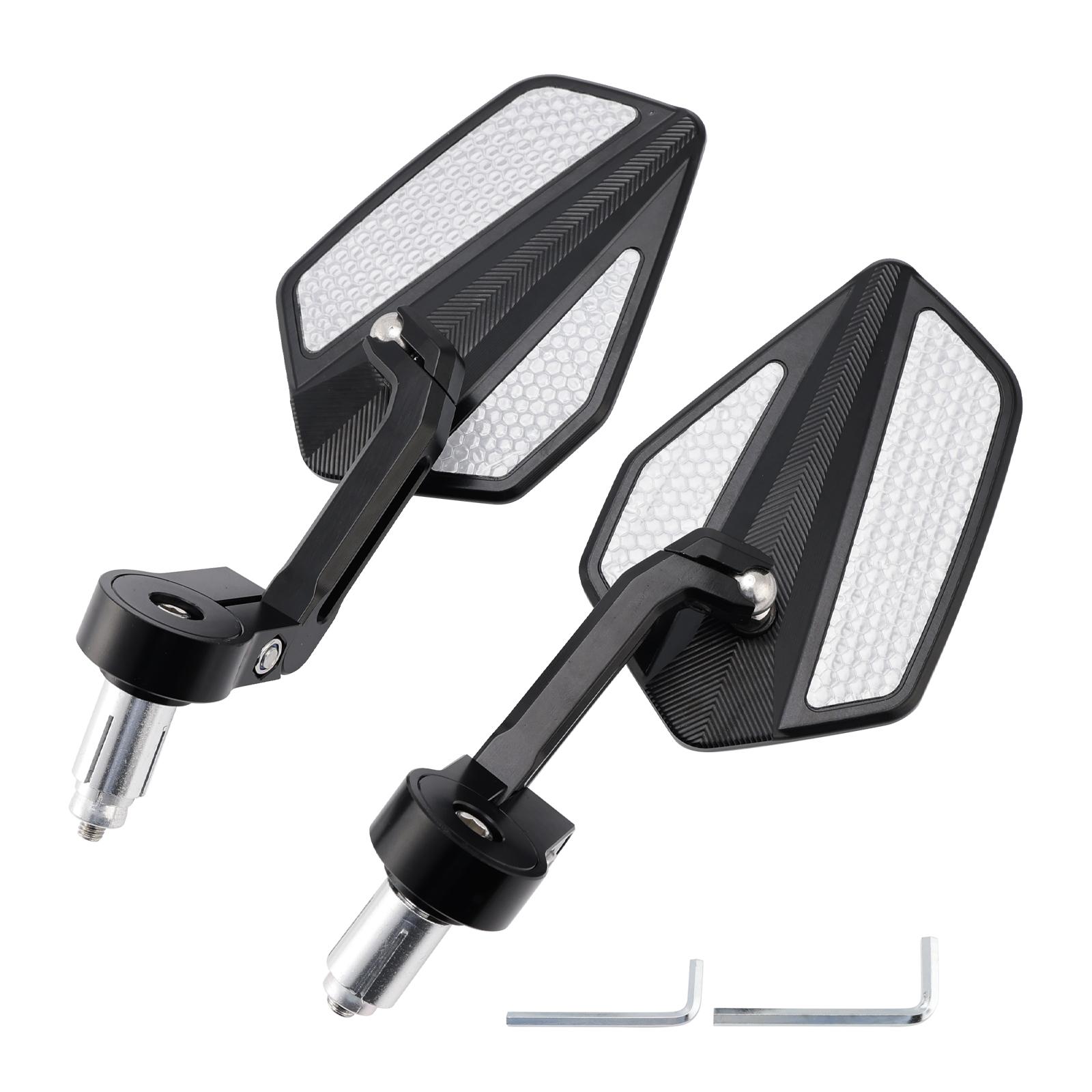 CNC Aluminium Black Bar End Mirror Set 7/8 Universal Fit Rearview Mirrors