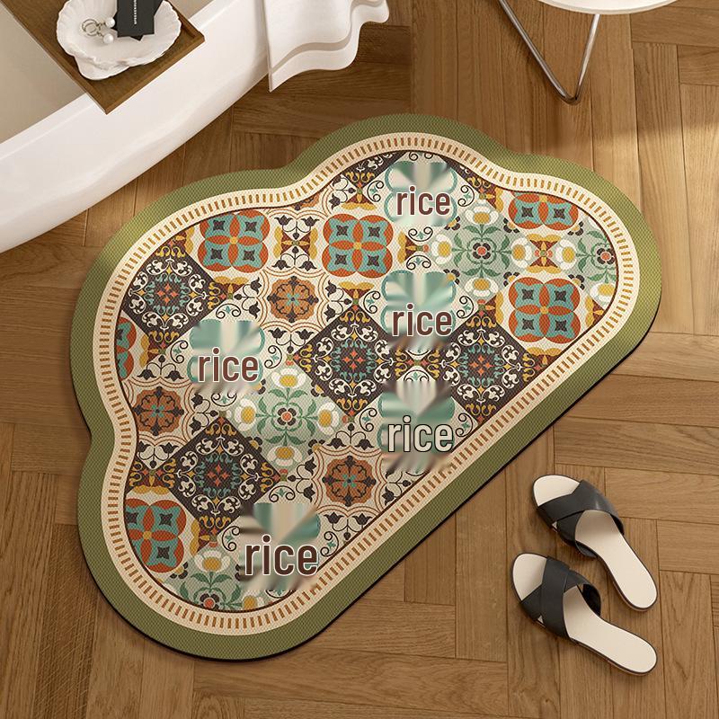 American Retro Diatomaceous Earth Bathroom Floor Mat - Absorbent, Non-Slip, Stain & Wear Resistant, Easy Care for Toilet Entrance