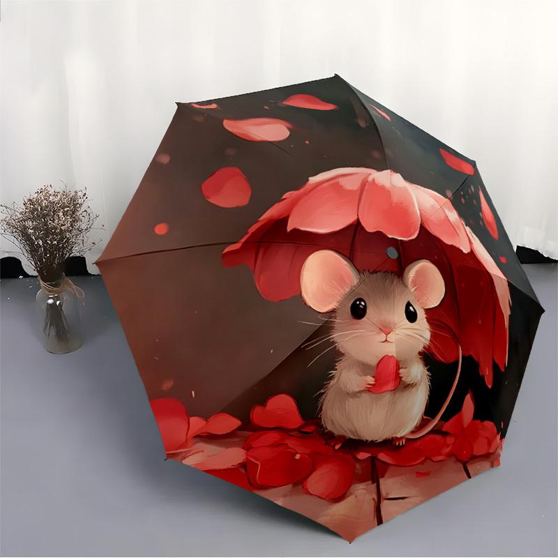 1pc Cute Mouse Automatic Open/Close Umbrella - Compact Travel Umbrella, Gift for Birthday, Holiday Yy260106001