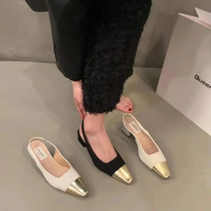 Women's Metal Toe Mid-heeled Sandals Thick Heel Sexy Summer Women Sandals On Offer Banquet Wedding Workplace Leisure Heels 2025